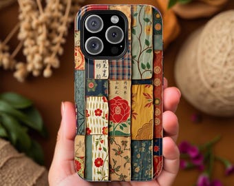 Vintage Floral Phone Case  Collage Pattern MagSafe iPhone Case | Impact-Resistant Dual-Layer