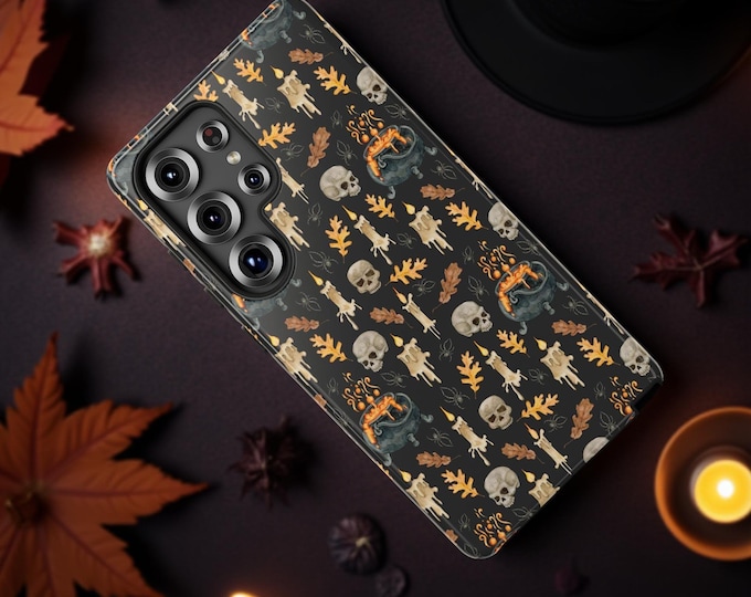 Halloween spooky phone Case Witchy Skulls & Pumpkins