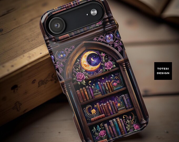 Witchy Bookshelf iPhone MagSafe Case: Goth Celestial Book Lover Gift