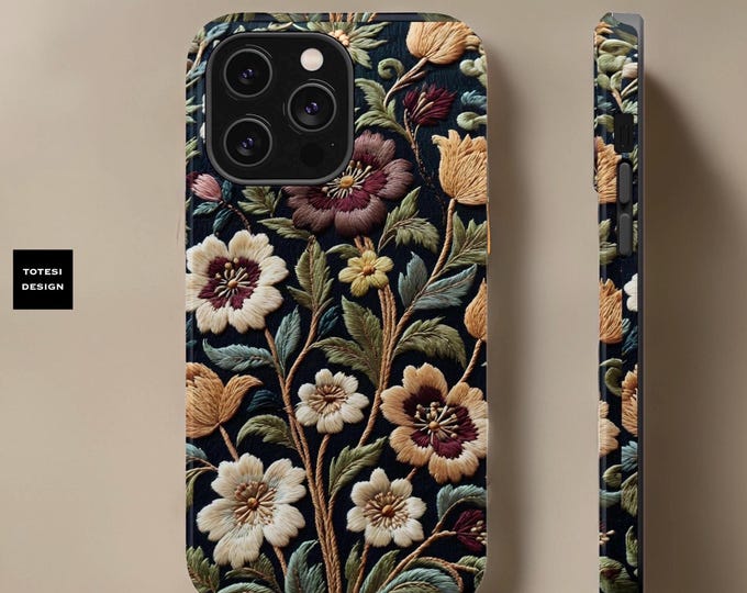Vintage Floral Aesthetic iPhone Case, MagSafe Magnetic Tough Case - Nature Botanical Victorian Style for 16 15 14 13 Pro Max Plus, Botanical