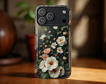 Art Nouveau Floral iPhone 17 16  Samsung Case: S25 S24 Tough Protective Phone Cover