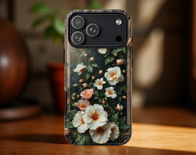Art Nouveau Floral iPhone 17 16  Samsung Case: S25 S24 Tough Protective Phone Cover