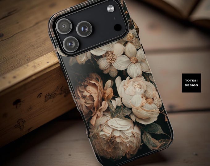 Dark Floral Academia Phone Case: Gothic Samsung, iPhone Tough Case