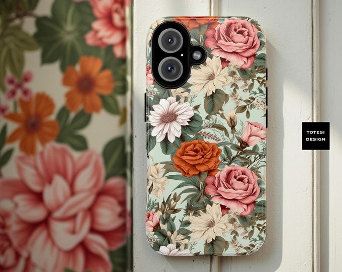 Spring Mint Pastel floral Samsung Galaxy iPhone Tough Case S25 S24 S23 S22 16 15 14 13 12 11  Plus Ultra |Glossy or Matte | Birthday Gifts
