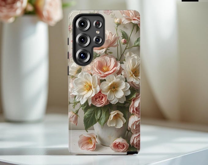 Phone Cases, Shabby Chic French Style Soft Pink Floral Art, Samsung iPhone Google, S25 S24 S23 S22 S21 Plus Ultra 16-11, Mothers Day Gift