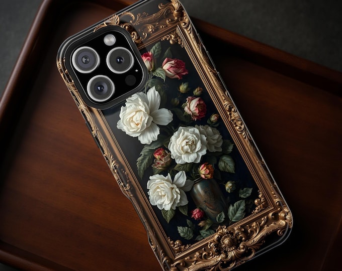 Dark floral ornate MagSafe magnetic iPhone tough case