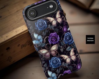 Dark academia floral moths magical  tough phone case Samsung Galaxy, iPhone Google cases