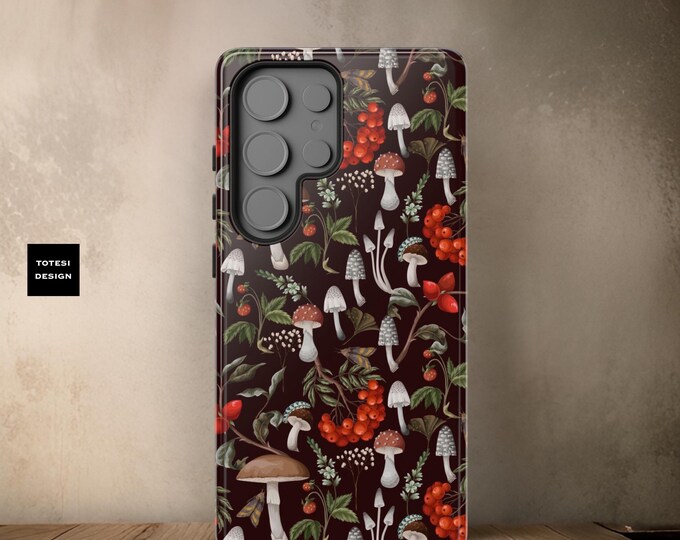 Mushroom Tough Phone Case |Fall Gothic, Magical, Berry, Nature, Forest, Samsung S22, S23 S24 S25 Plus Ultra | iPhone 12 13 14 15 16 Pro Max