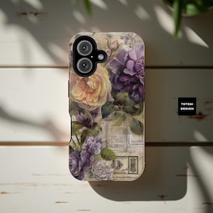 French Vintage Floral MagSafe iPhone Case: Sturdy Protective Cover