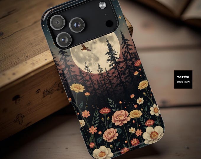 Celestial Floral iPhone Case: Dark Gothic Witchy MagSafe Cover