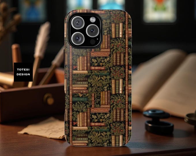 Book library Book Shelf aesthetic| tough dual layer iphone case  16 15 14 13 12 11 Pro Max Plus Samsung Galaxy S25 S24 S23 Glossy or Matte