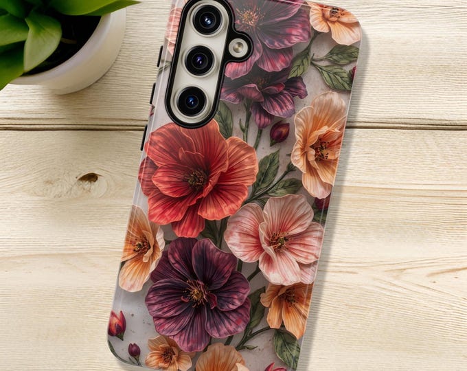 Boho Chic Samsung S25 S24 S23 Phone Cases Cover Tough Cases pretty cute floral  unique art aesthetic| tough phone cases| iPhone 16 - 11