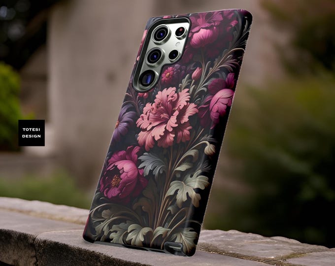 Floral Tough Cases, Phone Cover for iPhone Samsung Galaxy, Dark Moody Art, Glossy or Matte, S24 S23 S22 S21 Plus Ultra, 16 15 14 13 12 Pro