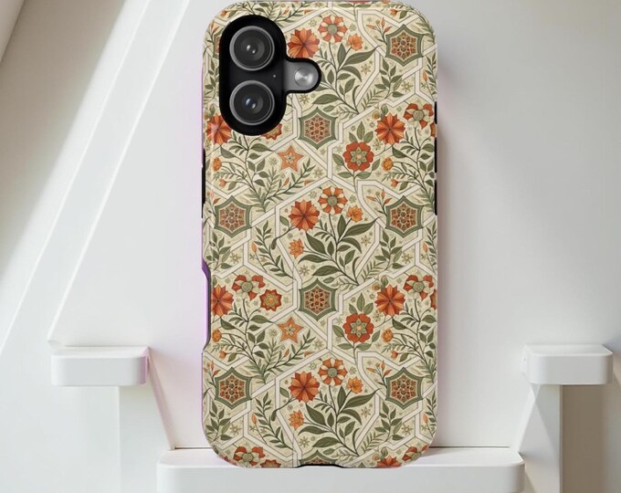 Bohemian Floral MagSafe Phone Case: Impact-Resistant Tough Cover