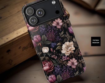 Boho Dark Floral Phone Case: Gothic Academia Style