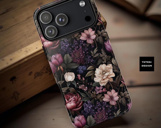 Boho Dark Floral Phone Case: Gothic Academia Style