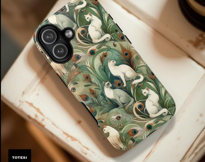 Art Deco Green Cats iPhone Case: Stylish Protective Phone Cover
