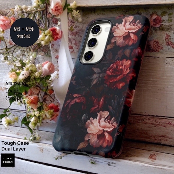 Winter Dark Gothic Floral Academia |Samsung Galaxy Tough Case S24 S23 S22 S21 S20 Plus Ultra| ornamental Victorian Gothic | Glossy or Matte