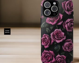 Dark academia moody pink floral Samsung Galaxy S24 S23 S22 S21 Plus | glossy matte | S24 S23 S22 Plus Ultra, 16 14 13 12 11 Pro Max Plus