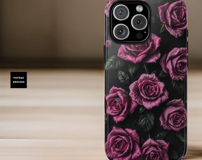Dark academia moody pink floral Samsung Galaxy S24 S23 S22 S21 Plus | glossy matte | S24 S23 S22 Plus Ultra, 16 14 13 12 11 Pro Max Plus