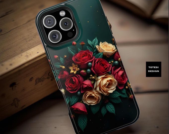 Christmas floral MagSafe Holiday season iPhone case tough dual layer matte or glossy