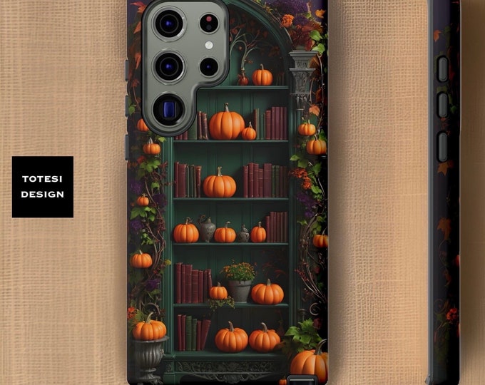 Book Phone Case Fall Nature Harvest Cozy Halloween Pumpkins Samsung Galaxy S24 S23 S22 S21 Plus Ultra TotesiDesign Tough Case Gift for Her
