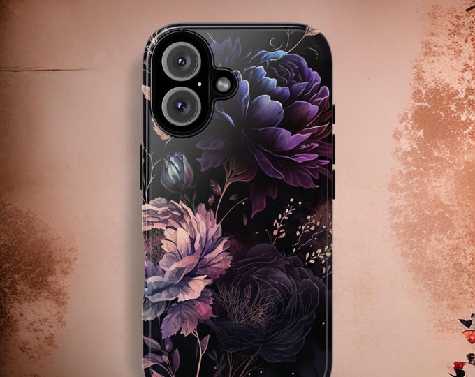 Purple Moody Floral aesthetic iPhone 16 15 14 13 Pro Max Plus Samsung S25 S24 S23 S22 Plus ultra | romantic moody Gothic floral her