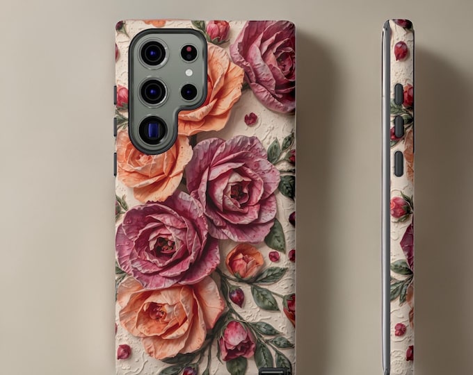 Boho Roses Samsung S25 S24 Phone Cases Floral Flower Aesthetic Boho floral art unique shabby chic aesthetic| tough phone cases| iPhone