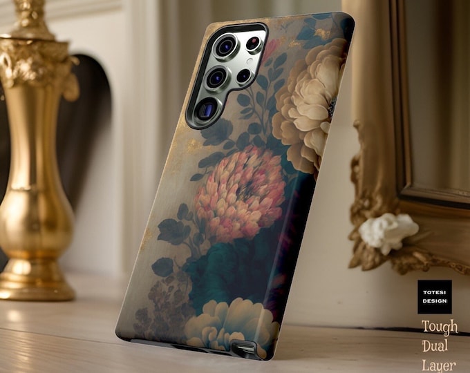 Vintage Dark Floral Art Aesthetic Samsung Tough phone case| S23 S22 S21 Plus Ultra |Glossy or Matte