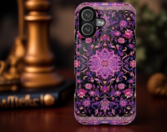 Pink Boho Oriental Carpet iPhone MagSafe Case | Magnetic Impact-Resistant