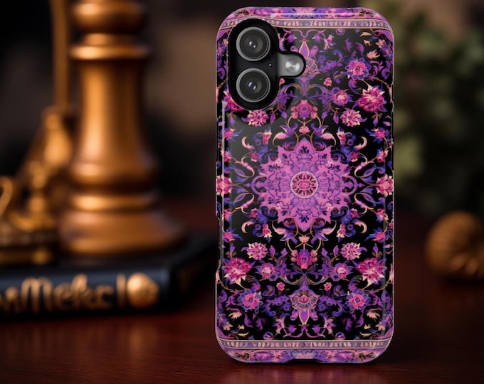 Pink Boho Oriental Carpet iPhone MagSafe Case | Magnetic Impact-Resistant