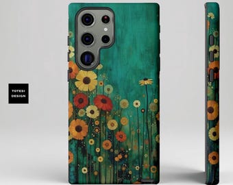 Art Flower Phone Cases, Retro Green Pretty Phone Cover, Vintage Flower Pattern, Protective Cellphone Case, Floral Phone Shell, birthday Her