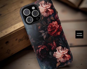 Dark Academia Floral Goth Phone Case: Impact Resistant, Shock Absorbing