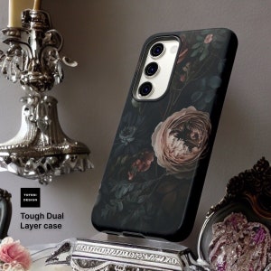 Gothic Dark Floral Academia, Samsung Galaxy Tough Case S24 S23 S22 S21 Plus Ultra| ornamental Victorian Gothic floral,Glossy or Matte