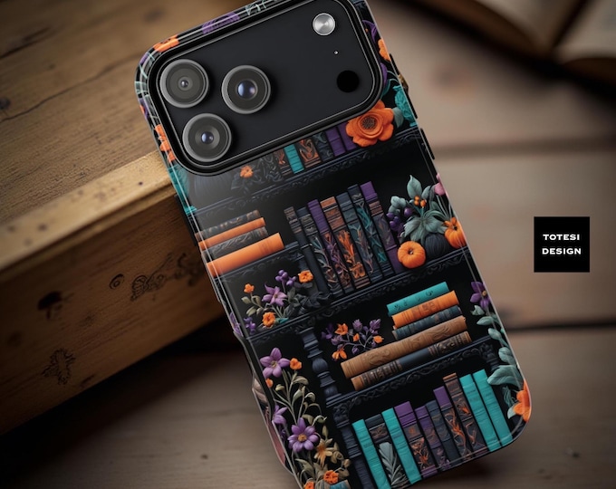 Dark Academia Floral Phone Case: Gothic Bookish iPhone, Samsung, Google