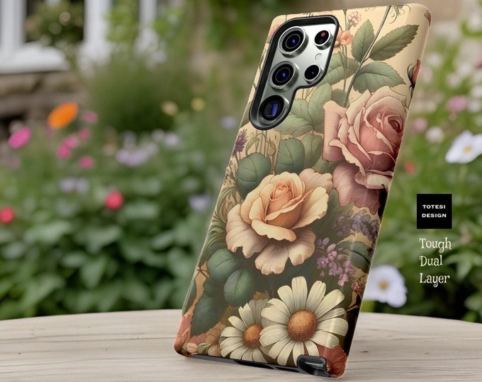 Tough Cases, Vintage Garden Floral Botanical Nature Phone Case, iPhone 16-11, Samsung S25 S23 S22 S21 plus ultra
