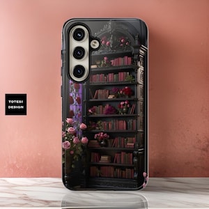 Dark Academia Floral Goth Bookcase iPhone case 15 14 13 12 11 Pro Max Plus Pro , UltraGlossy Matte
