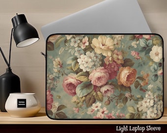 Floral Laptop Sleeve: Vintage Chic Flower Design, Fleece Interior