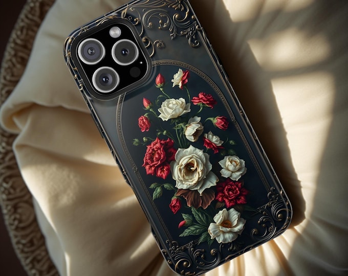 Gothic Roses MagSafe iPhone Case: Durable Romantic Cover