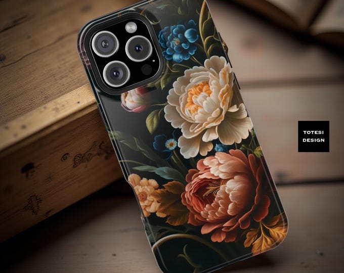 Moody Floral Magsafe iPhone case Winter Magnetic Tough Cases, 17 16 15 14 13