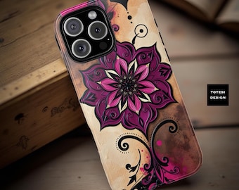 Vintage Floral Boho Chic Mandala Tough iPhone Case, Samsung iPhone Google
