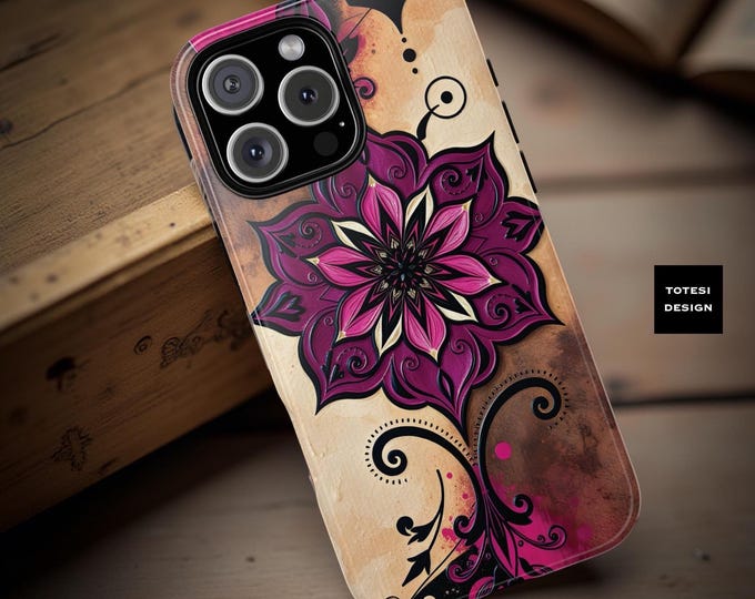 Vintage Floral Boho Chic Mandala Tough iPhone Case, Samsung iPhone Google