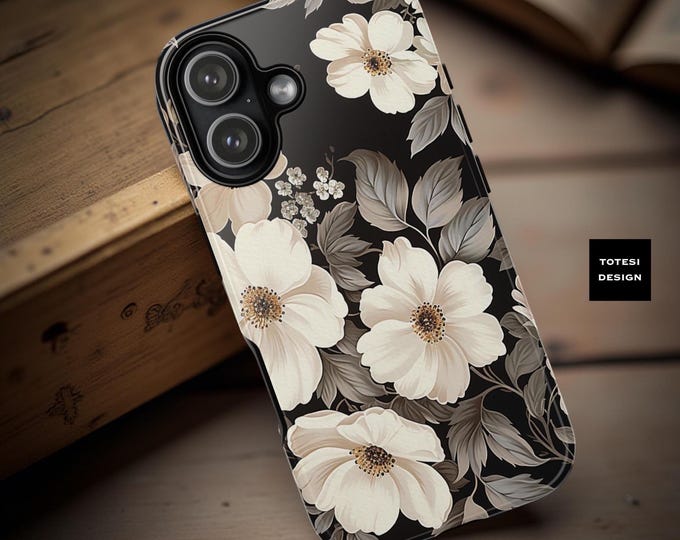 Dark Floral boho Phone Case: Samsung S25 S24  iPhone 17 16 15