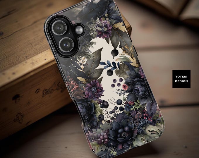 Dark Gothic Floral Tough Phone Case: Vintage Secret Garden