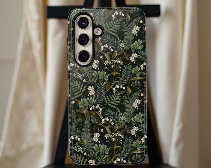 Green Fern Floral Tough Case for iPhone and Samsung, Botanical Nature Design