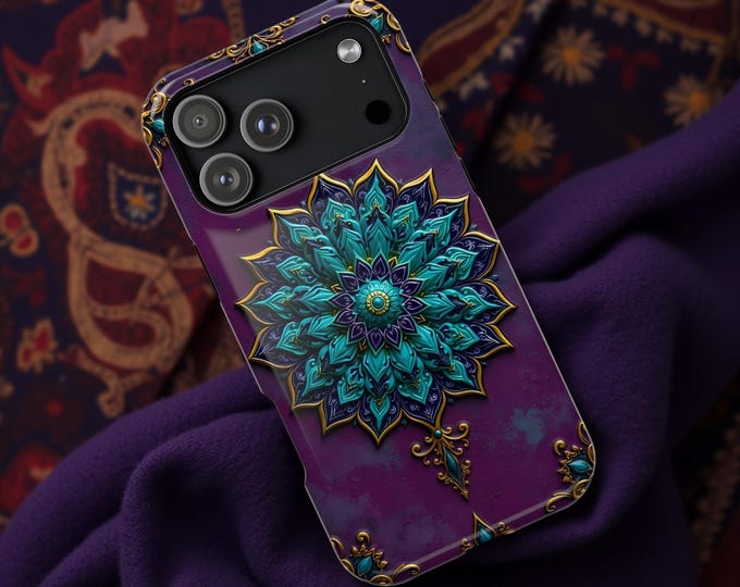 Purple Mandala MagSafe iPhone Case | Ethnic Art, Impact-Resistant