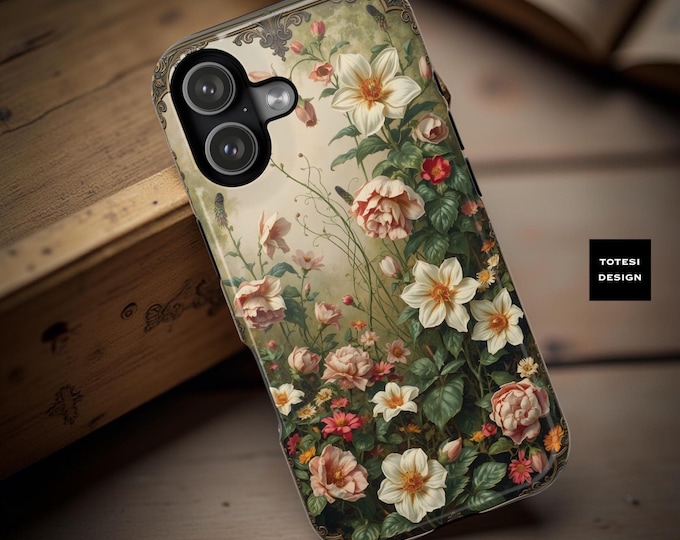 Phone Case Vintage Garden Art Nouveau  iPhone Magsafe Tough Case, Phone Cover, Retro iPhone 16 15 14 13 Pro Max Plus , Engagement gift