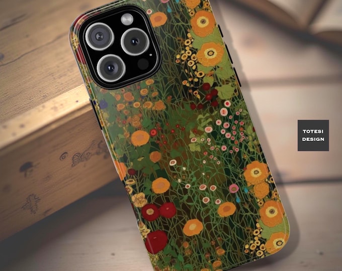 Klimt Inspired Floral Phone Case: Abstract Art Tough Case