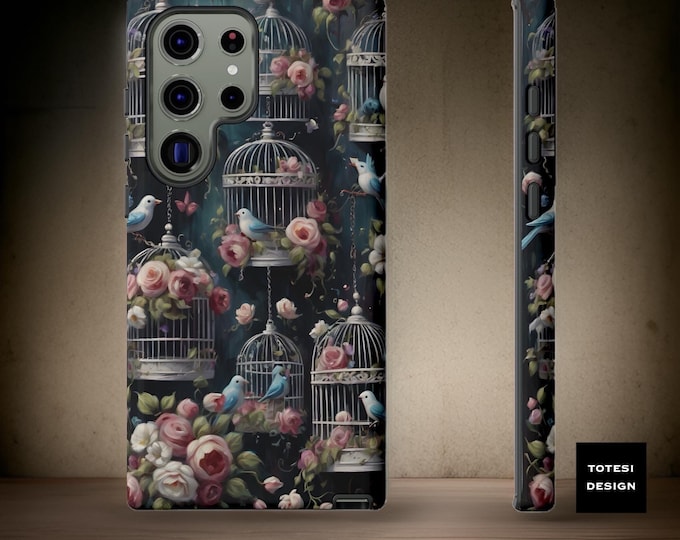 Bird Cages Gothic Victorian floral aesthetic  Samsung Galaxy Phone Case S25 S24 S23 S22 S21 Matte or Glossy Wireless Charge when flat