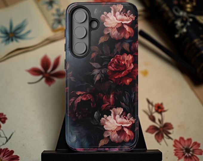 Dark Floral Gothic Phone Case: Dual Layer Tough Case